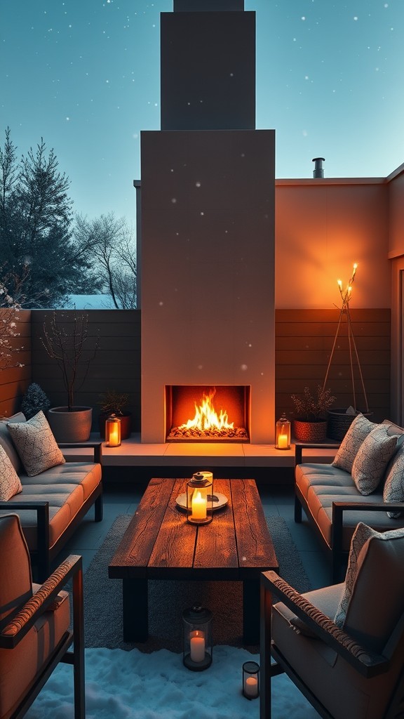 Open-air Living Room with Fireplace Feature