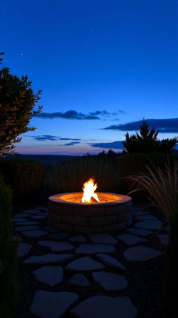 Raised Fire Pit Surrounded by Natural Landscaping