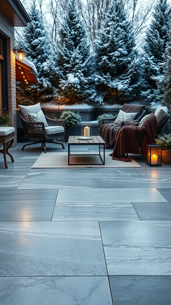 sleek patio flooring ideas for the winter season