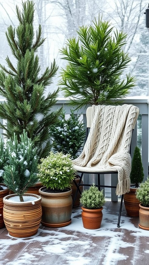 Use Potted Evergreen Plants