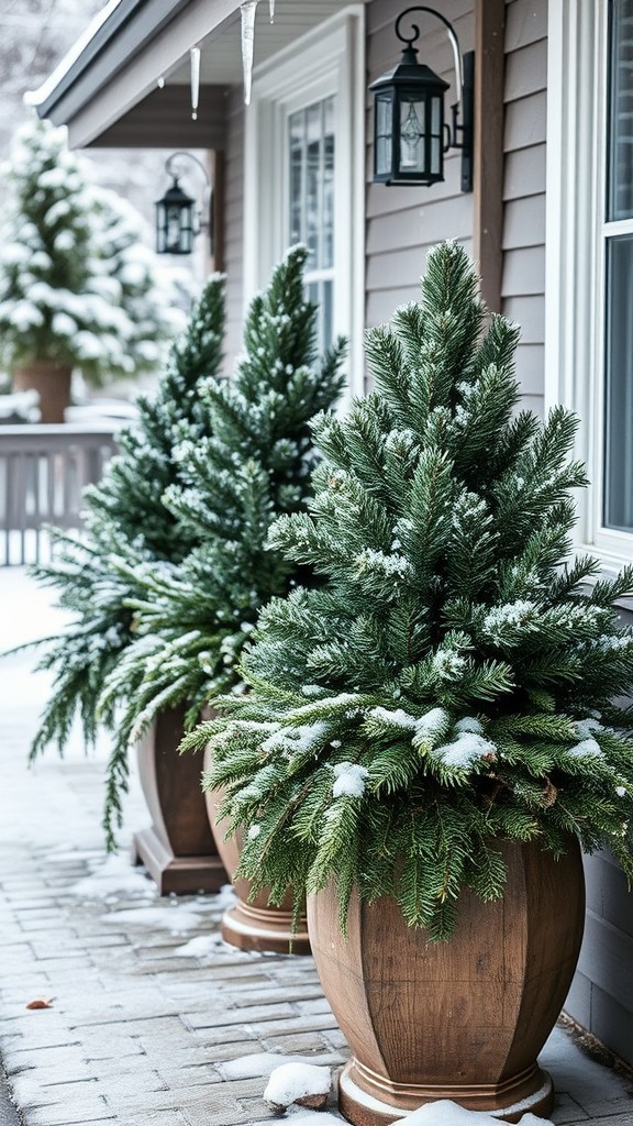 Winter Planters with Evergreens