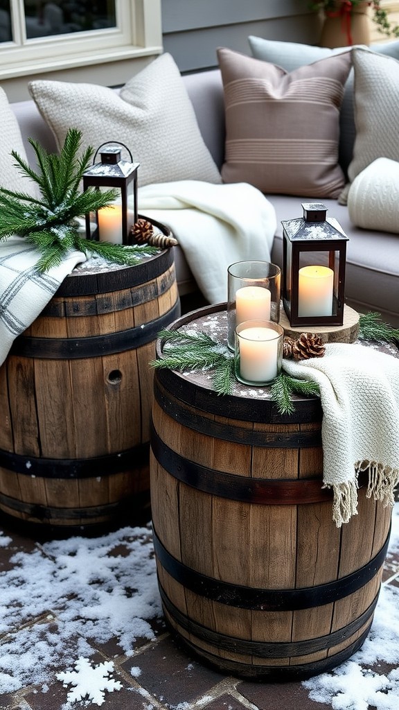 Wooden Barrels as Tables