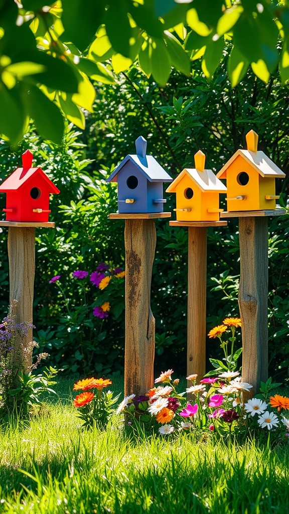 Incorporate Colorful Birdhouses