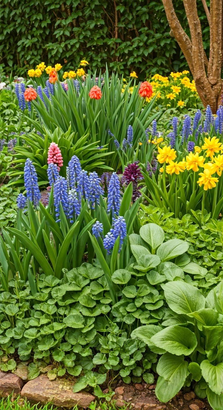 Vibrant spring garden in bloom