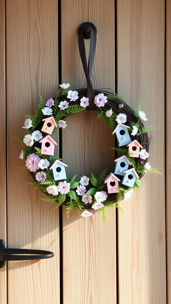 Whimsical Birdhouse Wreath