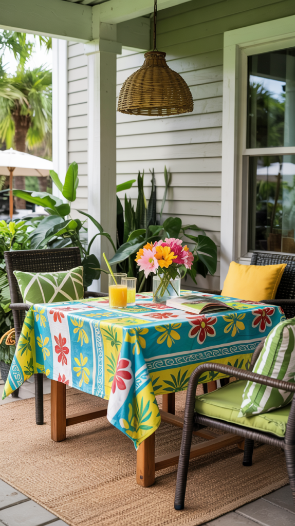 Bright, Patterned Tablecloths