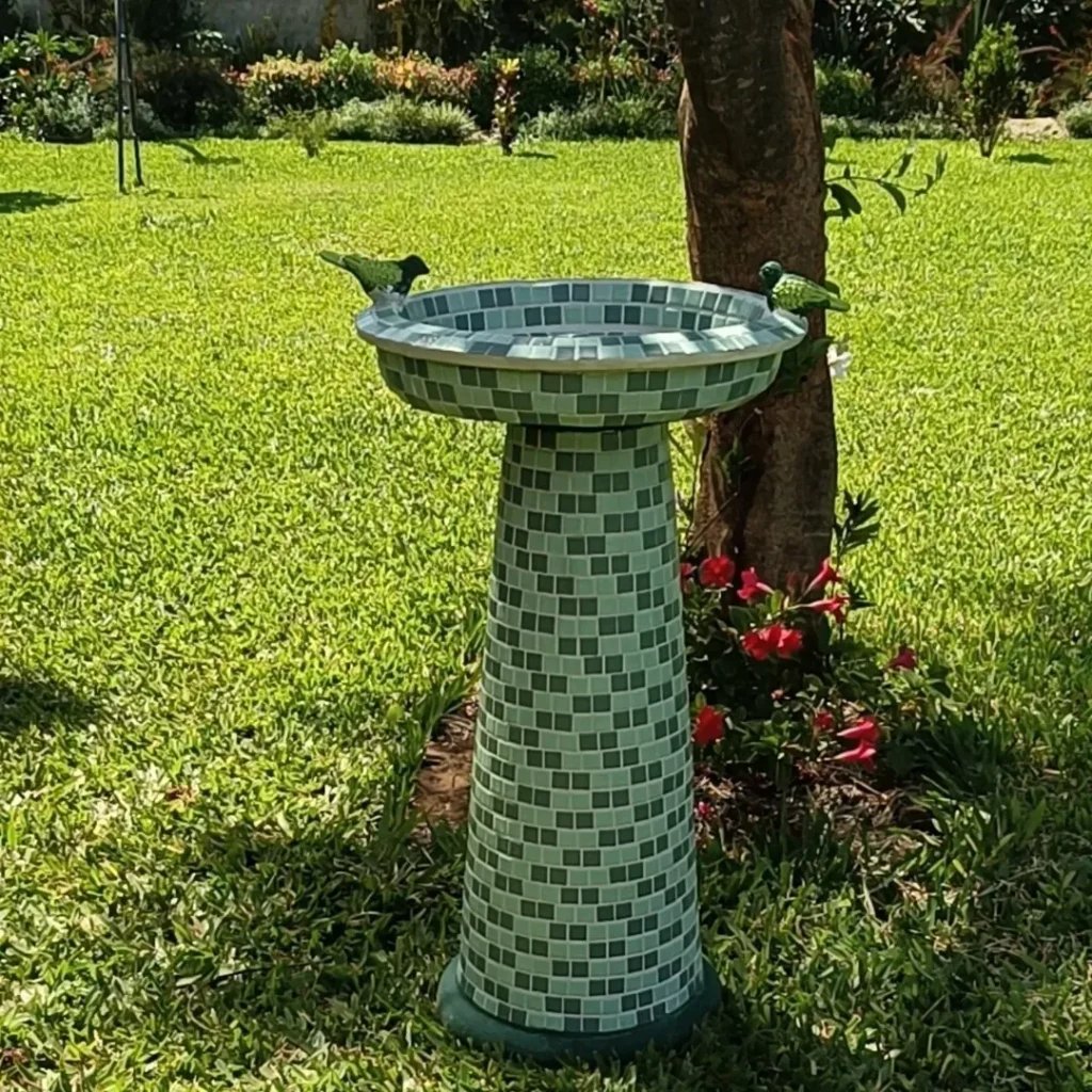 Contemporary Mosaic Bird Bath
