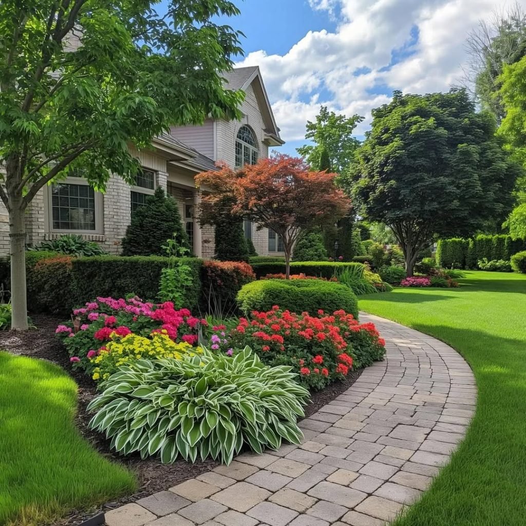 Serene Curved Garden Walkway