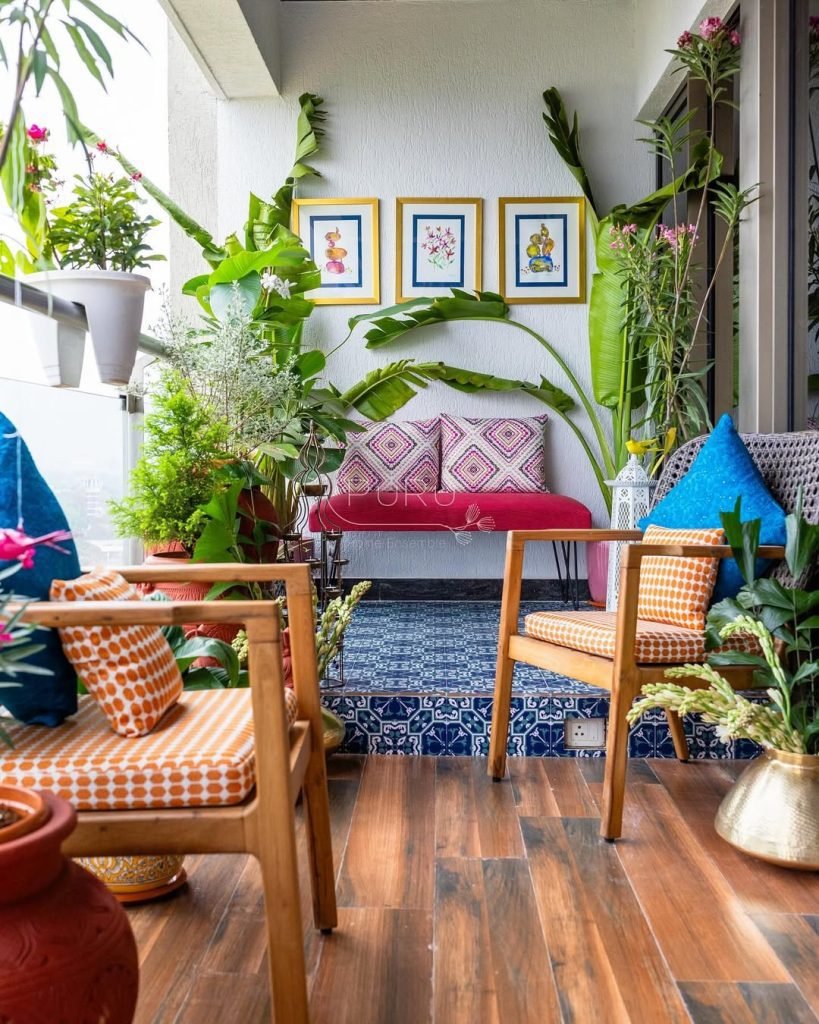 Vibrant Tropical Balcony Oasis