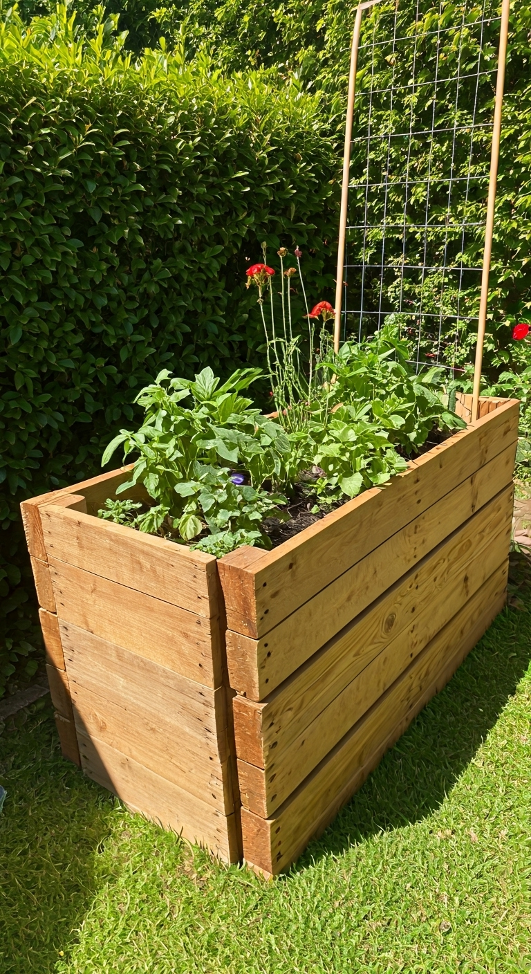 Raised garden bed made from pallets